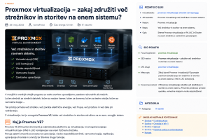 Proxmox virtualizacija z virtualnimi strežniki in LXC kontejnerji