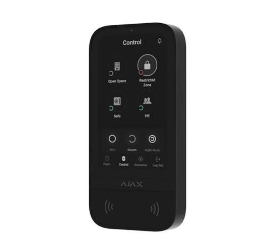 AJAX KEYPAD TOUCHSCREEN BLACK Ajax KeyPad TouchScreen – črna brezžična tipkovnica z zaslonom na dotik
