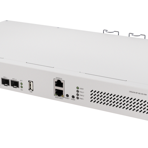 MikroTik CRS418-8P-8G-2S+RM MikroTik CRS418-8P-8G-2S+RM – 16-portno gigabitno PoE stikalo z 2× 10G