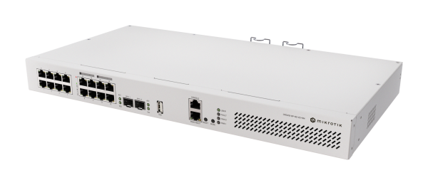 MikroTik CRS418-8P-8G-2S+RM MikroTik CRS418-8P-8G-2S+RM – 16-portno gigabitno PoE stikalo z 2× 10G