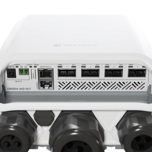 MikroTik CRS504-4XQ-OUT – zunanje stikalo s 4× 100G priključki