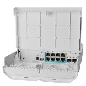 MikroTik netPower Lite 7R – zunanje reverse PoE stikalo z 10G SFP+