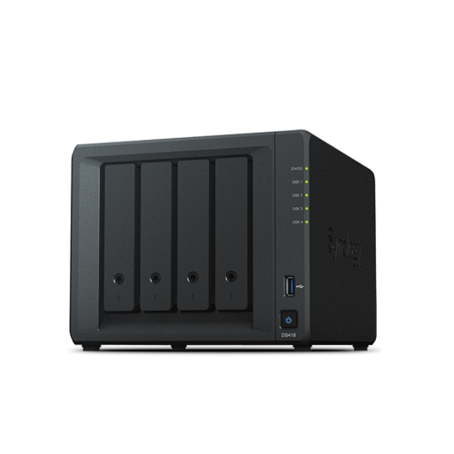 Synology DS418 EOL Synology DS418 – 4-režni NAS za domače varnostne kopije in multimedijo (EOL)