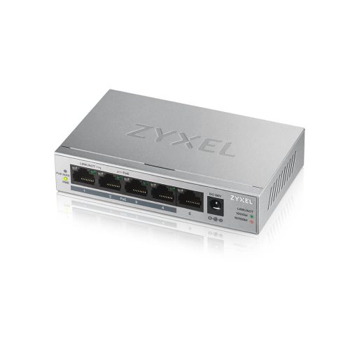 Zyxel GS1005-HP 5-Port PoE+ Unmanaged Desktop Switch Zyxel GS1005-HP – 5-portno gigabitno PoE+ stikalo, 60 W