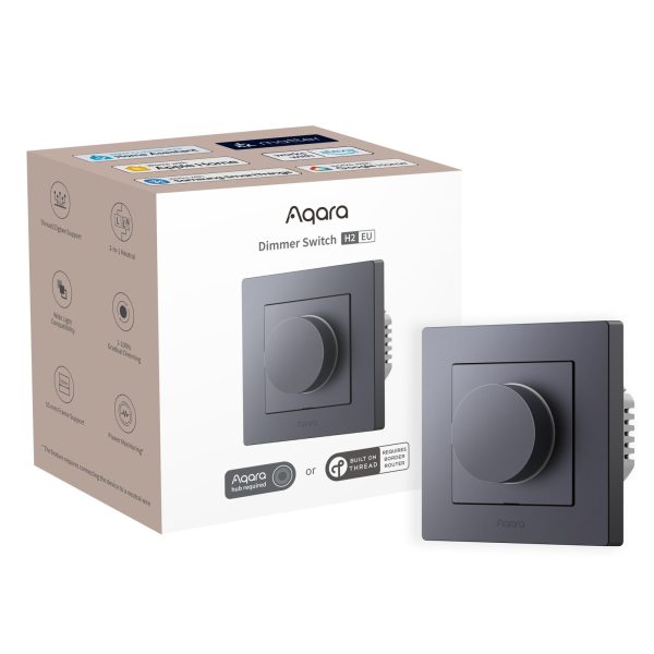 Aqara Dimmer Switch H2 Grey Aqara Dimmer Switch H2 Grey – Matter zatemnilnik z merjenjem porabe