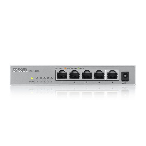 Zyxel MG-105 5 ports desktop 2.5G Unmanaged Desktop Switch Zyxel MG-105 – 5-portno 2,5GbE neupravljano stikalo