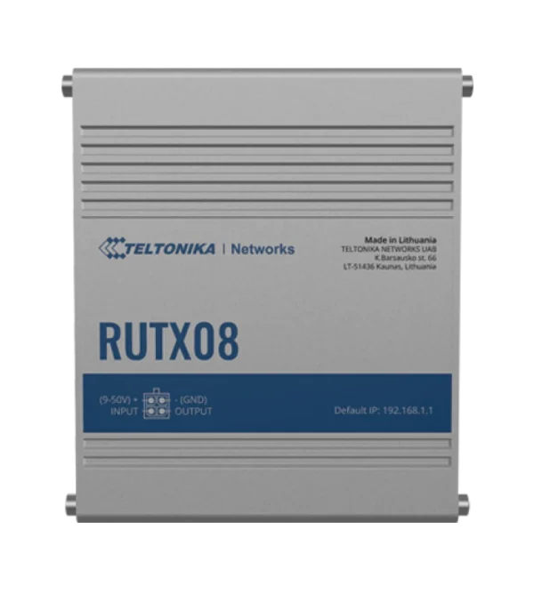 Teltonika industrial Ethernet router RUTX08 Teltonika RUTX08 – industrijski gigabitni Ethernet usmerjevalnik
