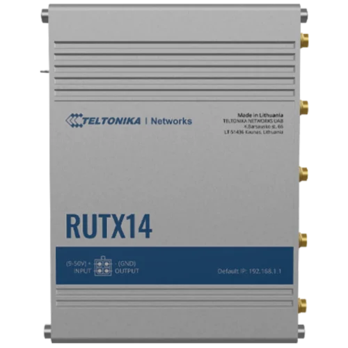 Teltonika 4G LTE CAT 12 industrial cellular router RUTX14 Teltonika RUTX14 – industrijski 4G LTE‑A Cat 12 usmerjevalnik