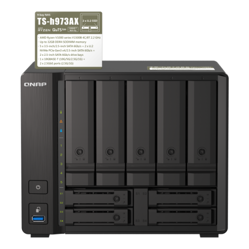 QNAP NAS TS-H973AX-8G QNAP TS-H973AX-8G – 9-ležiščni QuTS hero NAS