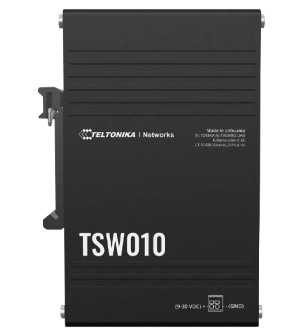 Teltonika DIN rail switch TSW010 Teltonika TSW010 – 5-portno industrijsko 10/100 stikalo za DIN letev