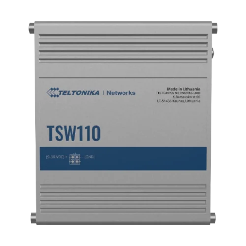 Teltonika L2 unmanaged industrial Switch TSW110 Teltonika TSW110 – 5-portno neupravljano gigabitno Layer 2 stikalo