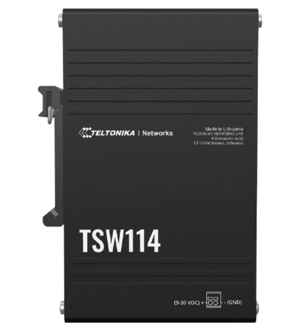Teltonika Gigabit Din rail Switch TSW114 Teltonika TSW114 – 5-portno gigabitno stikalo za DIN letev