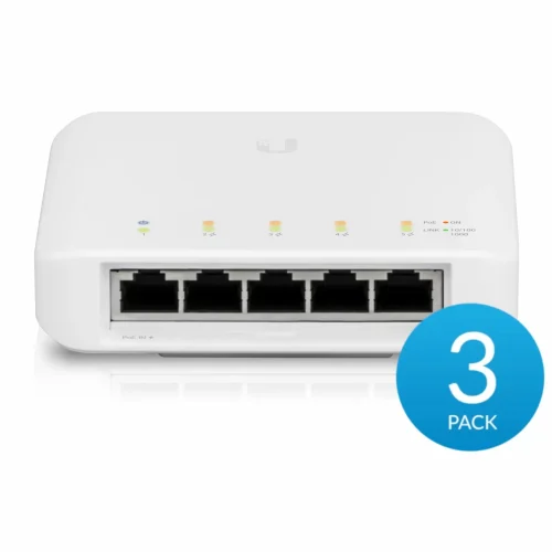 Ubiquiti Switch Flex 3-pack – 5-portno Layer 2 PoE stikalo, paket 3 kosov