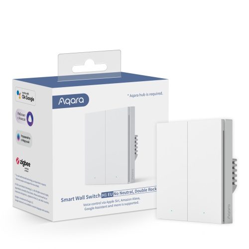 Aqara Smart Wall Switch H1 EU | Double without neutral wire | White Aqara Smart Wall Switch H1 EU White – dvojno stikalo brez nevtralnega vodnika