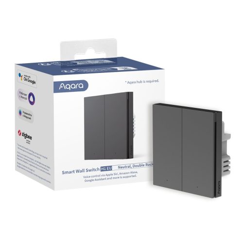 Aqara Smart Wall Switch H1 EU | Dual with neutral wire | Grey Aqara Smart Wall Switch H1 EU Grey – dvojno stikalo z nevtralnim vodnikom