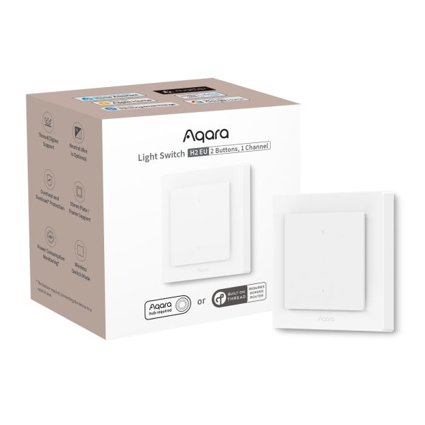 Aqara Smart Wall Switch H2 EU | 2 Buttons | 1 Channel Aqara Smart Wall Switch H2 EU – 2 tipki, 1 kanal