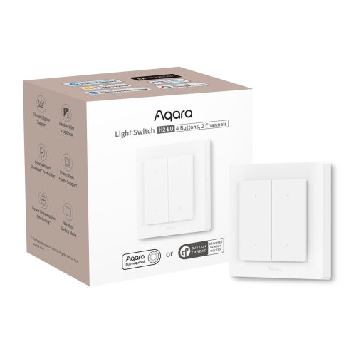 Aqara Smart Wall Switch H2 EU | 4 Buttons | 2 Channels Aqara Smart Wall Switch H2 EU – 4 tipke, 2 kanala