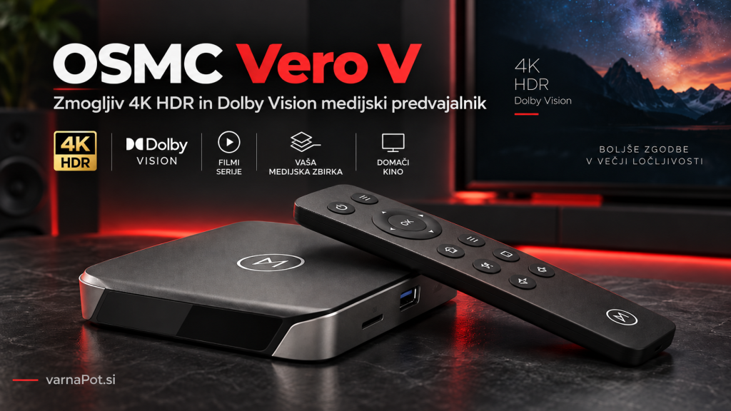 OSMC Vero V 4K HDR in Dolby Vision medijski predvajalnik z daljinskim upravljalnikom