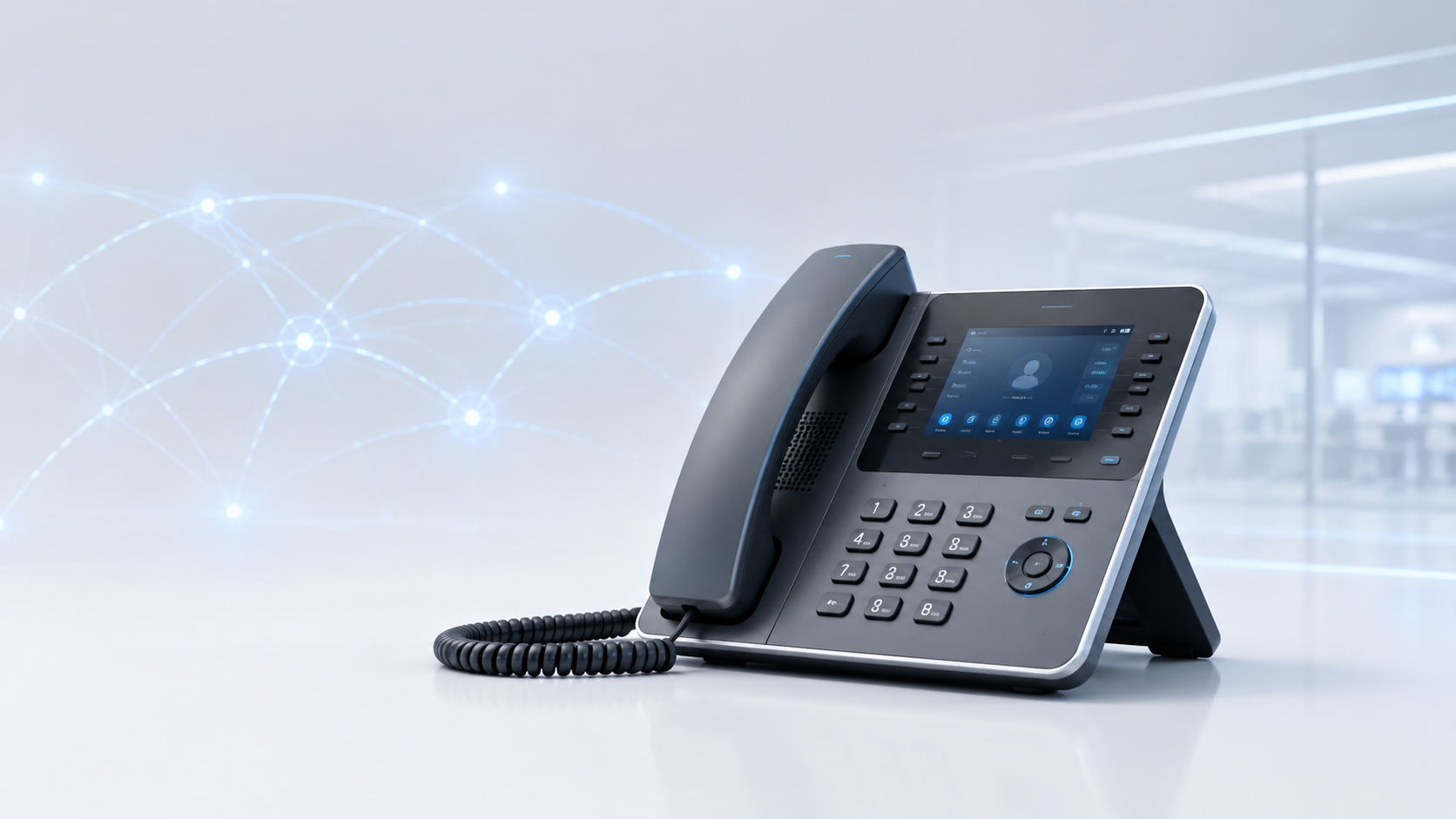 Sodoben IP telefon za VoIP poslovno komunikacijo
